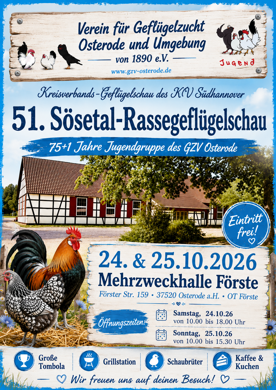 51. Sösetal Rassegeflügelschau des GZV Osterode mit KV-Geflügelschau